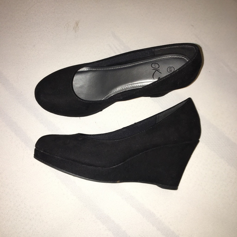 Suede wedge heels
